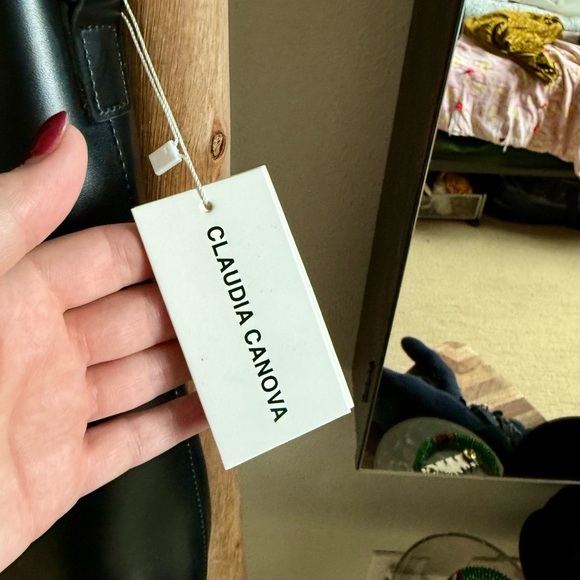 Black Faux Leather Chain Shoulder Strap Tote Bag Purse Goth - Picture 2 of 5